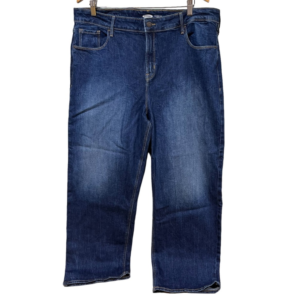Old Navy‎ Slim Wide Leg High Rise Jeans Dark Wash Denim Blue Pants #113